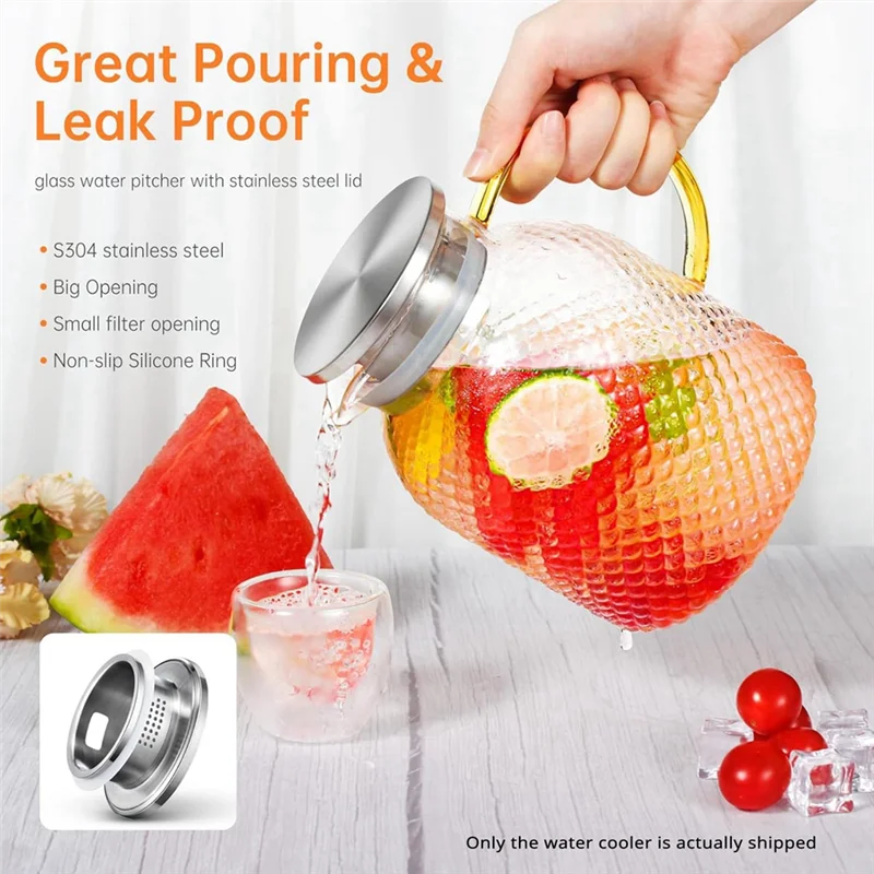FYBL-1.5L Glass Water Pitcher With Spout And Lid, 50Oz - Essential Fridge Pitcher For Refreshing Drinks
