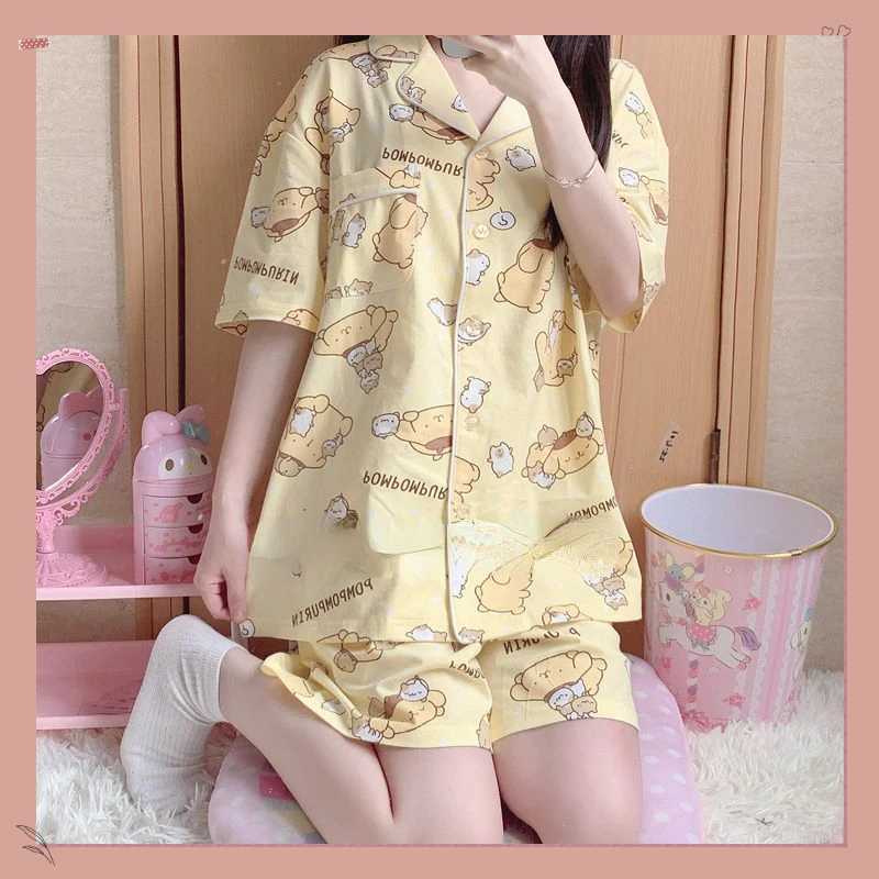 

Sanrio Cinnamoroll Cartoon Women's Pajama Y2k Cute Fashion Sleepwear Set Woman 2 Piece Long Sleeve Home Suit for Female 2024 New