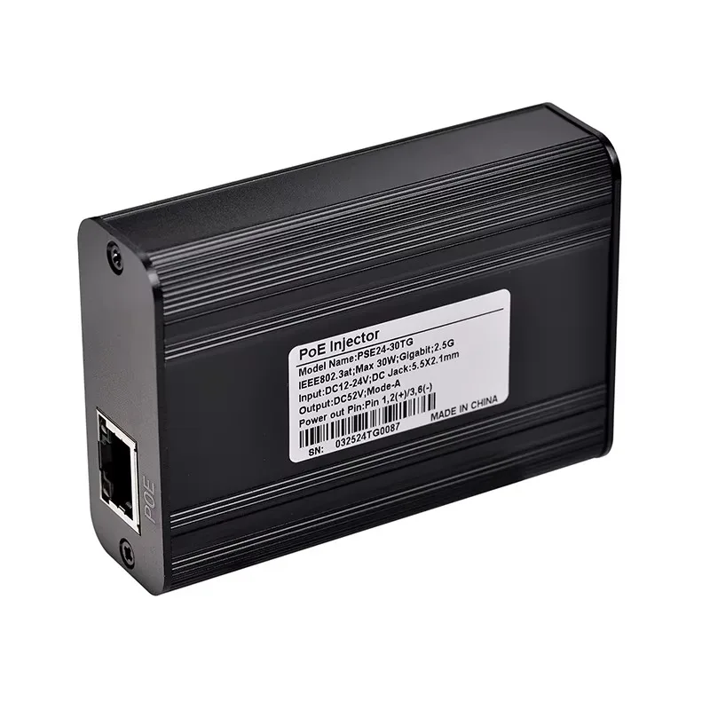 

PSE24-30TG PoE-инжектор 30 Вт, гигабитный 10/100/2500 Мбит/с, стандарт IEEE802.3af/at, активный PoE-адаптер Ethernet