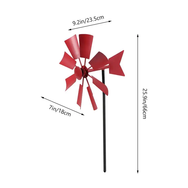 Iron Windmill Yard Winnower Garden Ornament For Outdoors Rotating Windmill Pastoral Plugin Garden Park Decoration