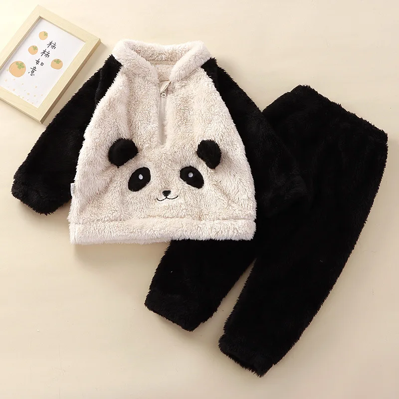 2Pcs Winter Newborn Baby Plush Clothes Set Panda Rabbit Bear Kid Coat + Pants Kids Cute Toddler Clothing Suits for Boy Girl 0-5Y