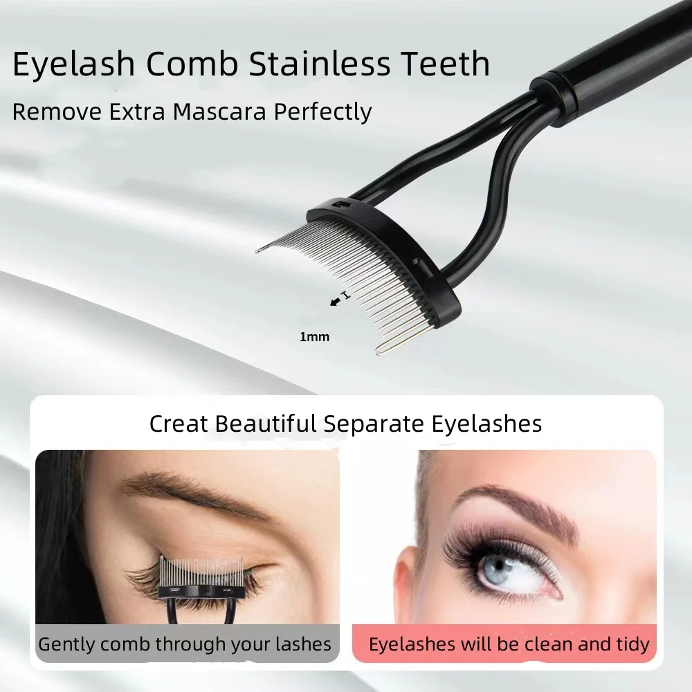 Eyelash Comb Eyelash Separator Metal Teeth Straight Eyelash Curler Beauty Makeup Eyelash Brush Comb Mascara Curl Makeup Tool
