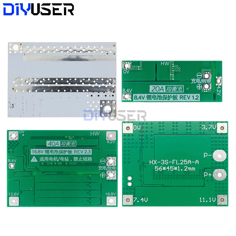2S 3S 4S 5S litowo-jonowy akumulator 18650 ładowarka BMS 20A 25A 30A 40A 60A 100A płyta ochronna z balansem dla silnik do wiertarki