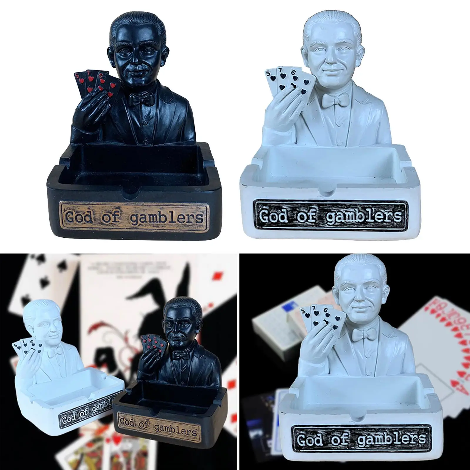 Resin Ashtray Big Mouth Car Home Cigarette Ash Tray People Statue Decor