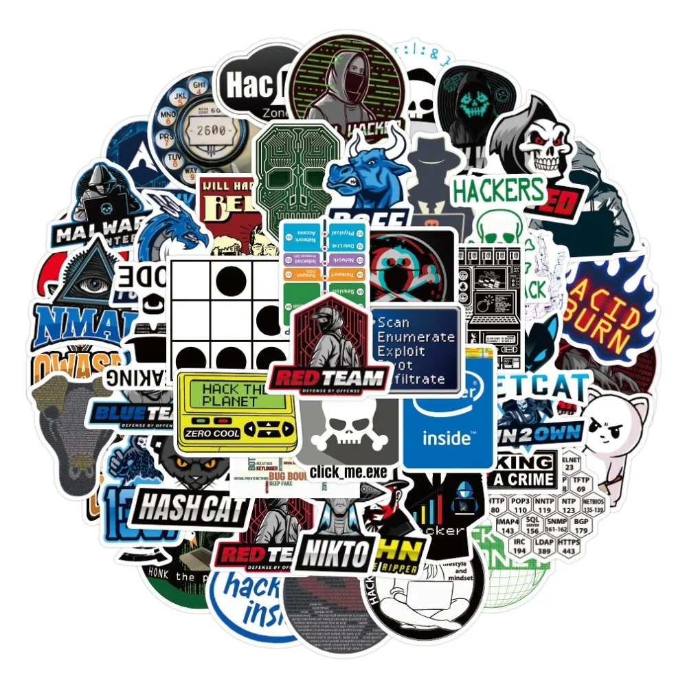 

50 шт. наклейки для хакеров, наклейки с граффити, изолированные чашки, багаж, электромобиль, наклейки для мобильных телефонов