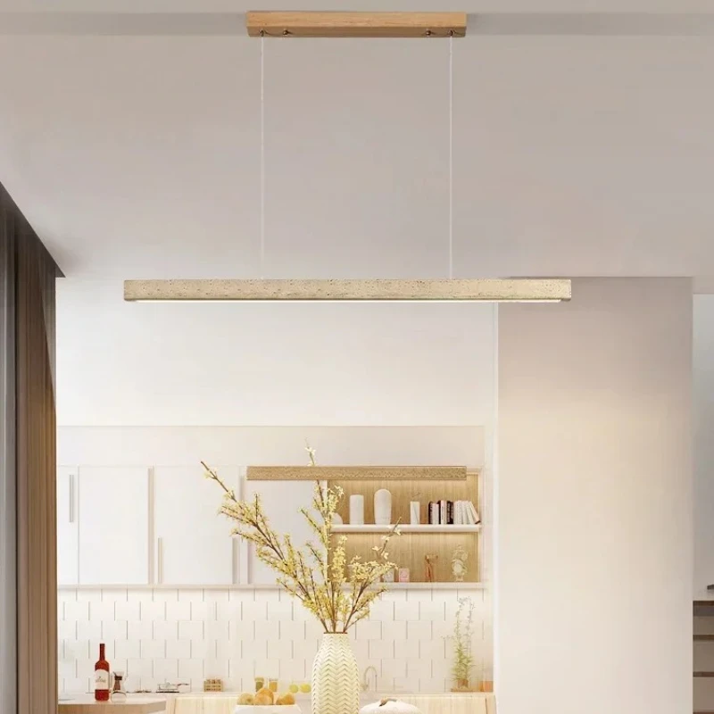 

Nordic Led Pendant Lamp Stone Long Strip Chandelier One Line Downlight Restaurant Living Room Office Study Table Light Fixture