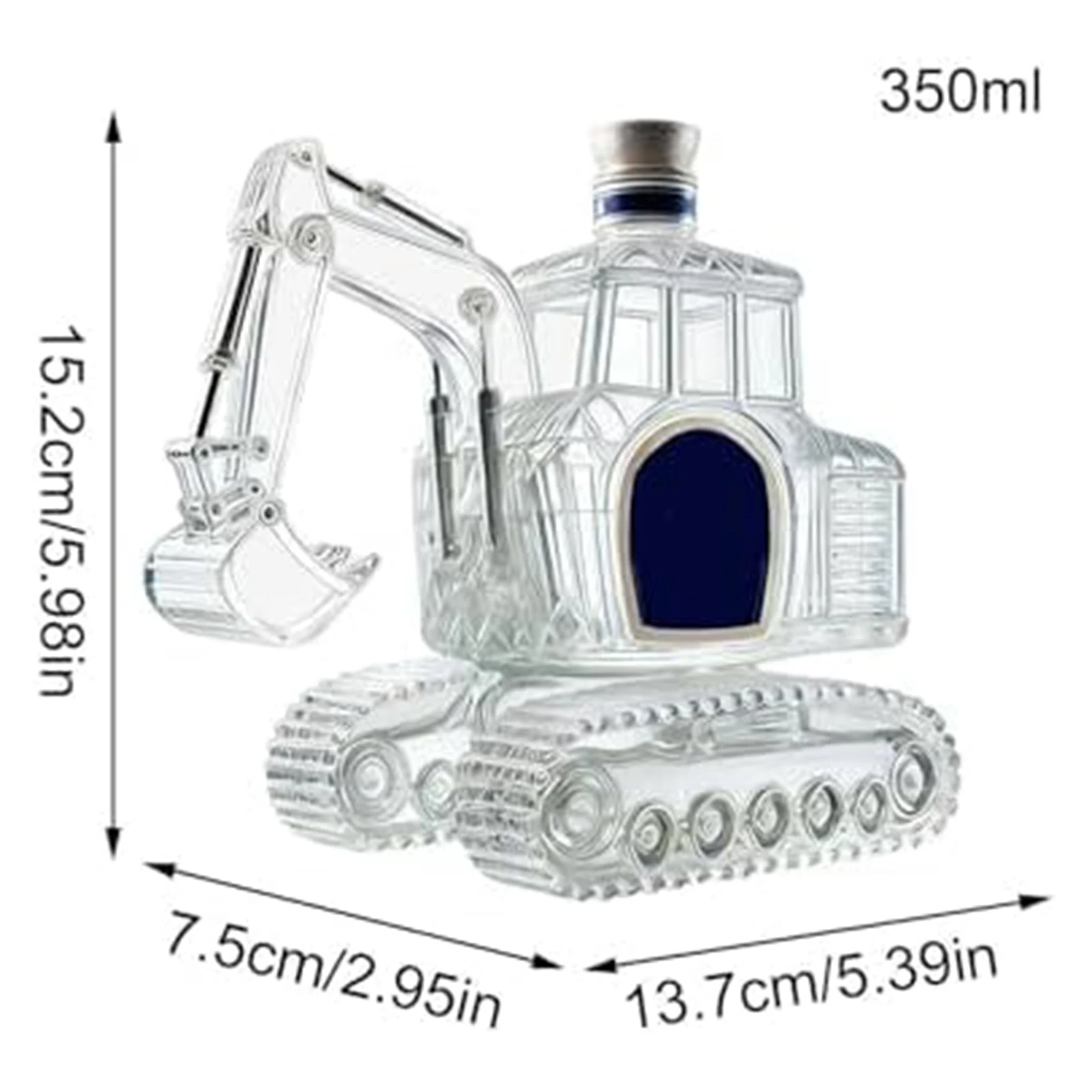 Clear Glass Whiskey Decanter 350ml Excavator Pourer Dispenser Excavator Shaped Liquor Decanter Bottle for Home Bar Parties
