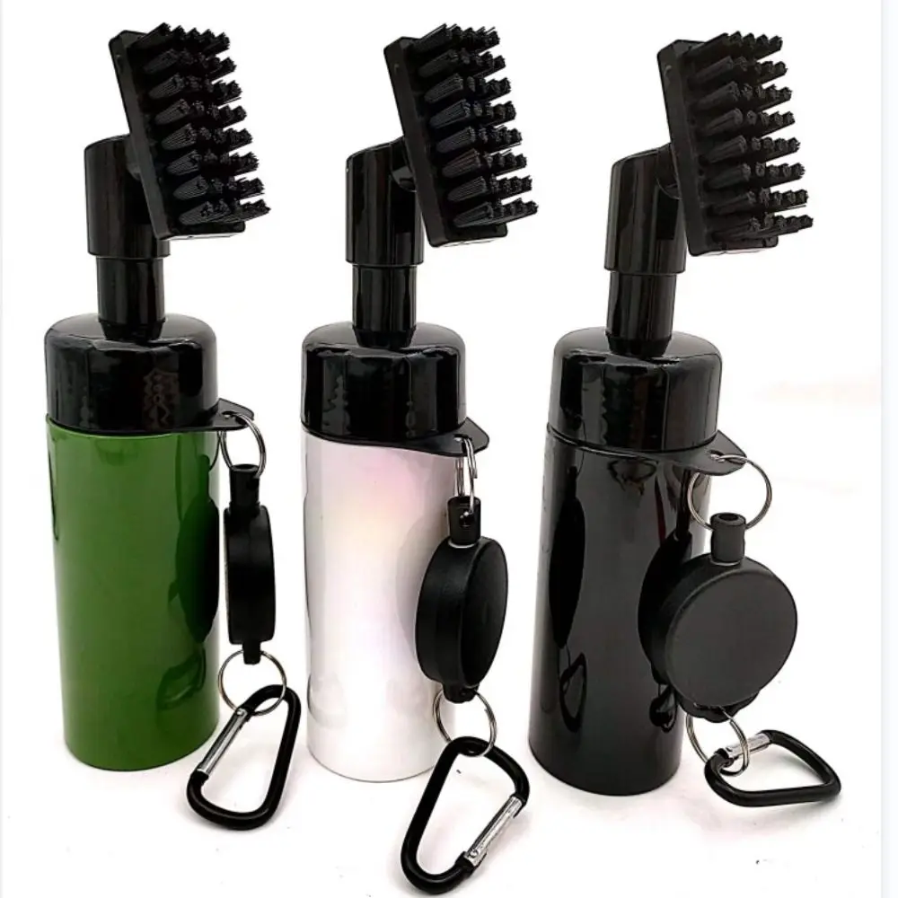 Push-type Golf Club Cleaning Brush Large Capacity Leakproof Golf Club Groove Brush Carabiner Water Bottle Squeeze Club Cleaner