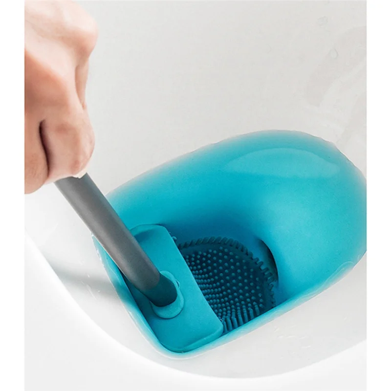 Premium Silicone Toilet Brush - Grey - Toilet Brush Holder with Wall Mounting & Turbo Drying HOT