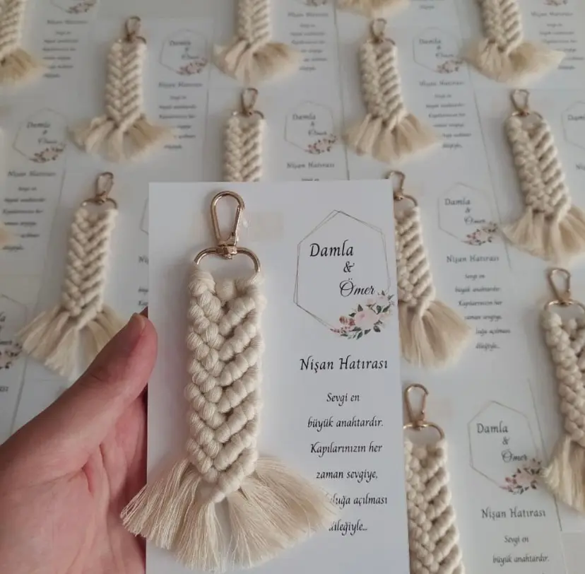 HandMade name Custom Card Macrame Keychain 50 PCs Wedding Party Each Kind Of Organization And At the Event With You