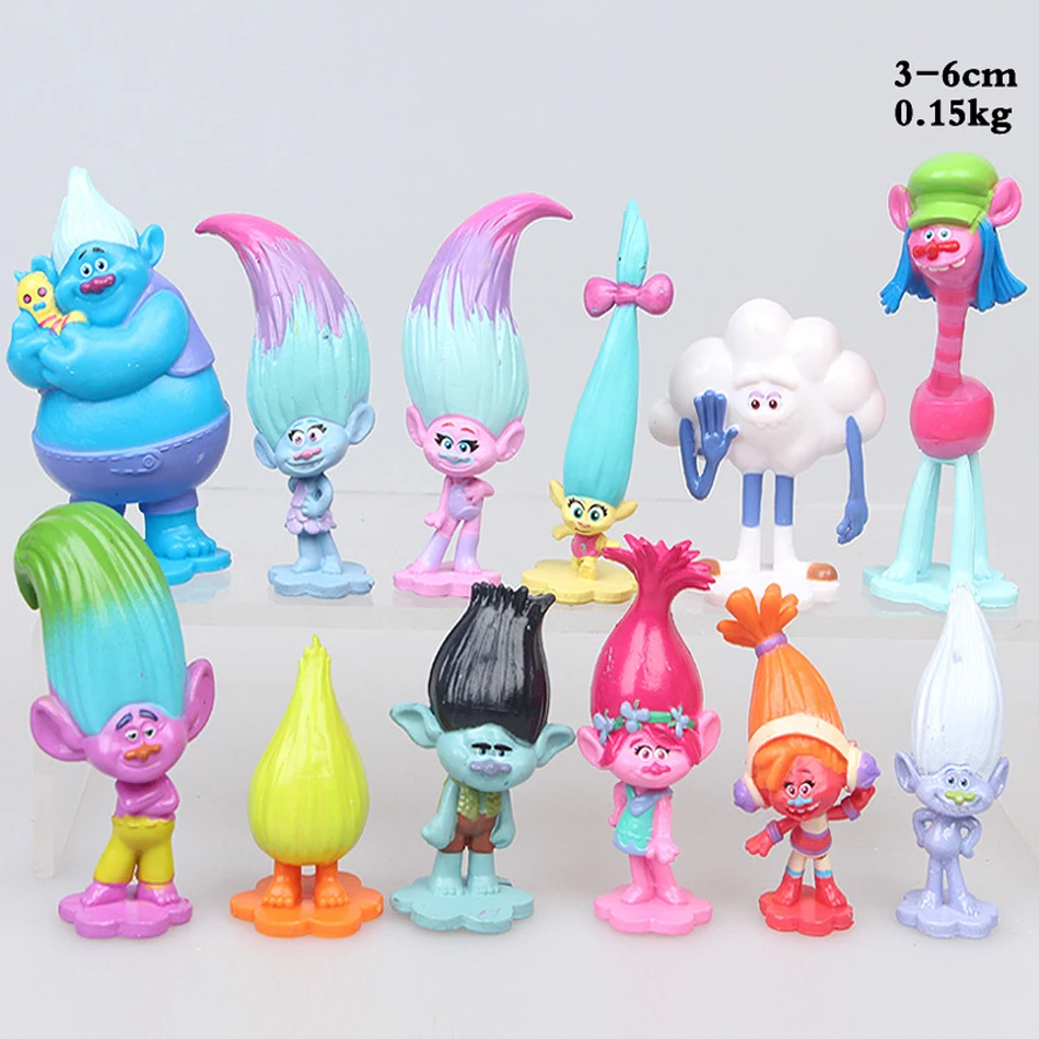 3-6cm 12pcs/Set Trolls Branch Critter Skitter Figures Trolls Children Trolls PVC Action Figure Toy Cartoon Character Kids Gifts