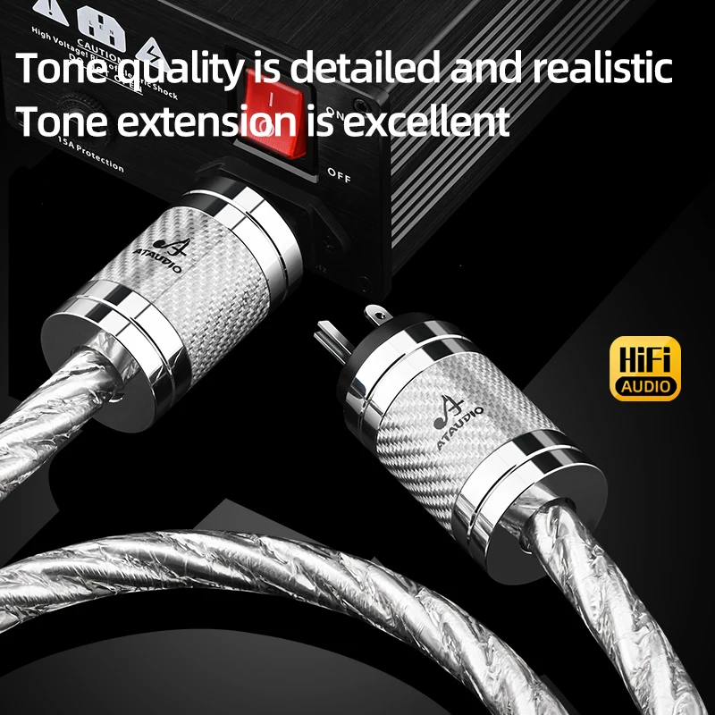 ATAUDIO 하이엔드 OCC AC 전원 케이블 하이파이 오디오 US/EU/AU 전원 코드 실버 도금 전원 케이블 앰프 필터용