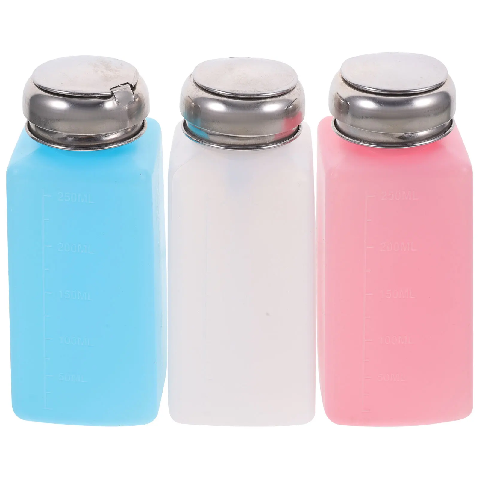 3 قطعة زجاجة الكحول 250 مللي مضخة الصحافة المحمولة لتخزين مزيل طلاء الأظافر إعادة الملء زجاجة الضغط الفارغة مسمار أداة فنية #4