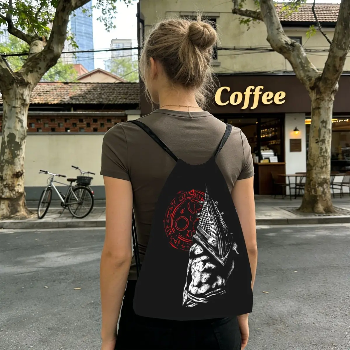 

Chain Link And Fog Silent Hill Game Backpacks Casual Drawstring Bags Sports Bag Book Bags for Man Woman Students