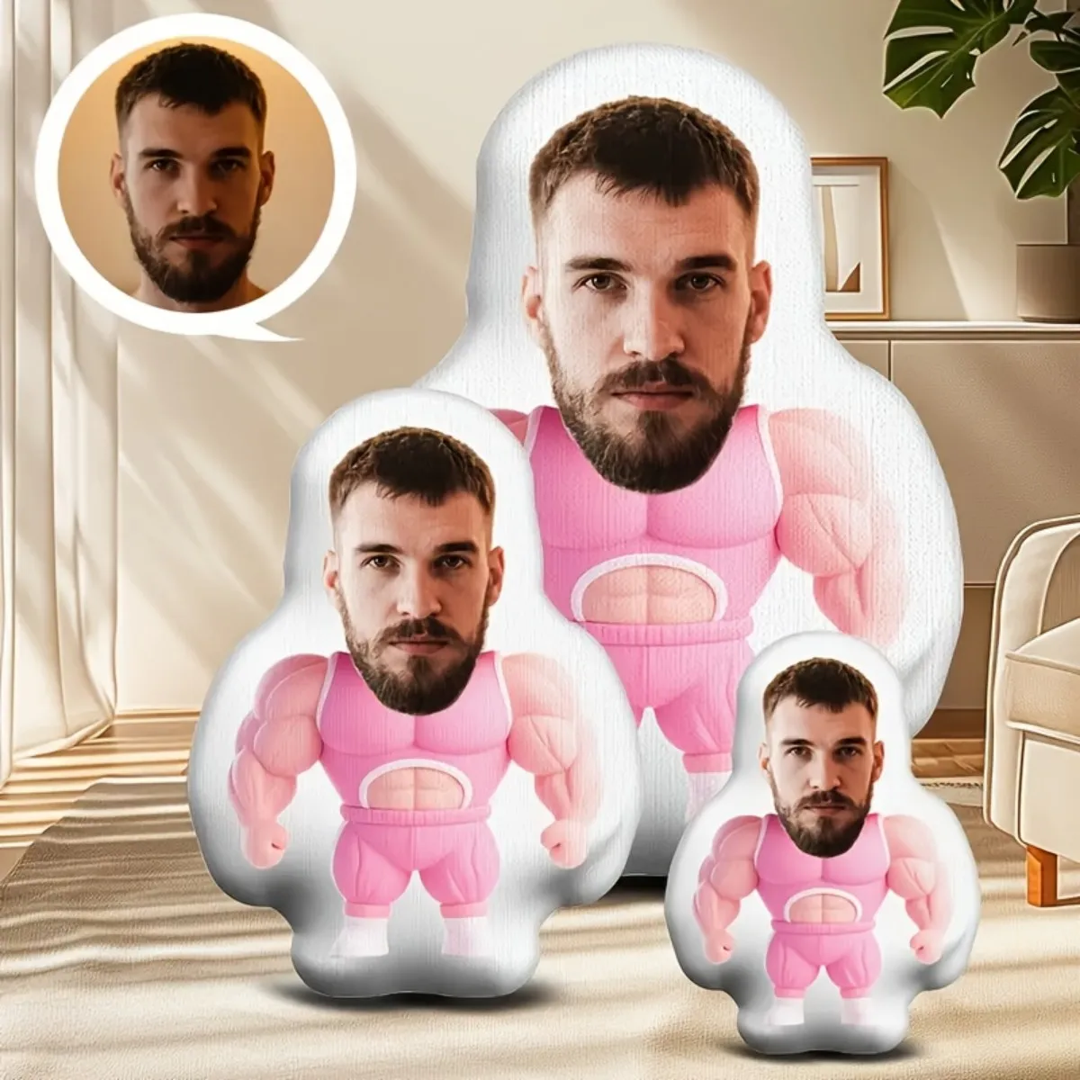 وسائد منزلية مخصصة لصور وجه الرجل الوردي، وسائد مطبوعة على الوجهين، هدايا مضحكة #1