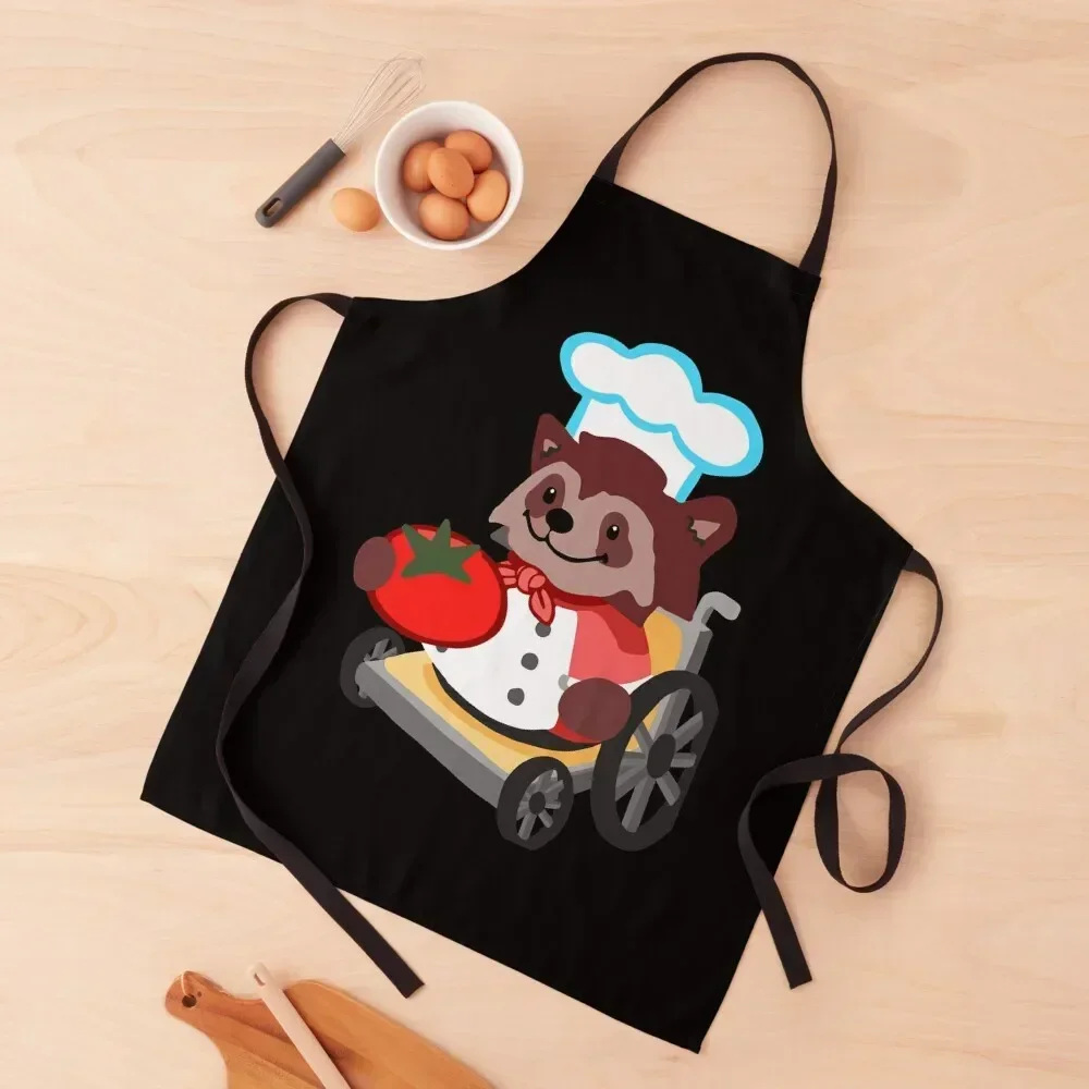 

Cute Overcooked Wheelchair Raccoon Chef Gift Boy Girl Apron cooks clothes Smock for hairdressing kitchen gadgets Apron