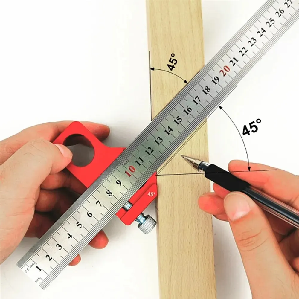 Positioning Block Stop 45/90 Degrees Block Aluminum Alloy Steel Ruler Fixed Steel Ruler Limit W/ Thickness 3mm Steel Rule