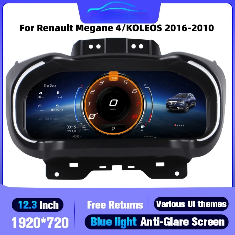 

Dashboard Cluster For Renault Megane 4/KOLEOS 2016-2010 Automotive speedometers 12.3inch LCDpanel digital instrument panel