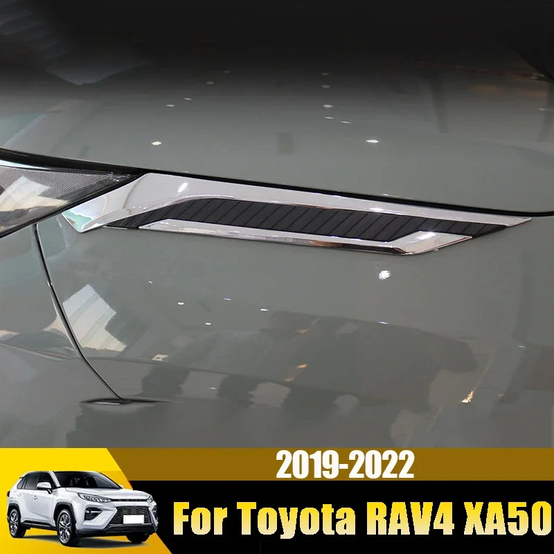 

For Toyota RAV4 2019 2020 2021 2022 2023 2024 RAV 4 XA50 ABS Carbon Car Front Head Lamp Eyelids Garnish Cover Trim Accessories