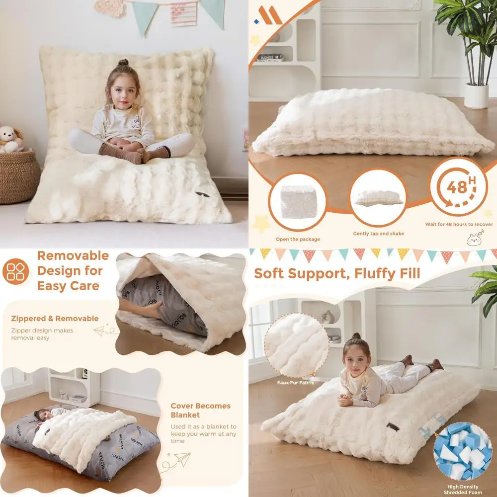 

Convertible Kids Bean Bag Chair, Bed, Sofa or Gaming Seat, Reading Cushion with Washable Cover, Ideal for Living Room or Bedroom