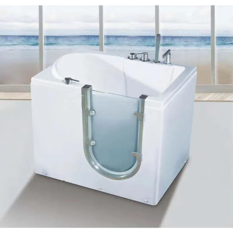 

Acrylic walk-in spa tub with seating, highly heated bubble jacuzzi, suitable for adult bathroom use