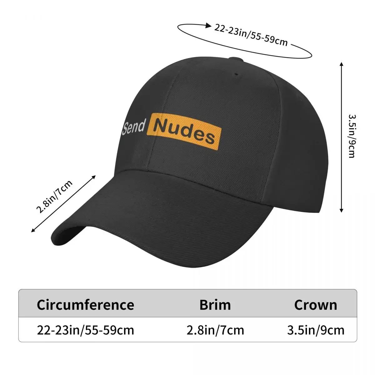 Classic Send Nudes Baseball Cap Men Women Custom Adjustable Adult Dad Hat Summer Hats Snapback Caps Wholesale customization