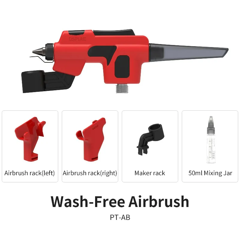 

【DSPIAE PT-AB】Wash-Free Airbrush with Marker Rack for Scale Model Painting Quick Color Change Hobbyist DIY Craft Tools