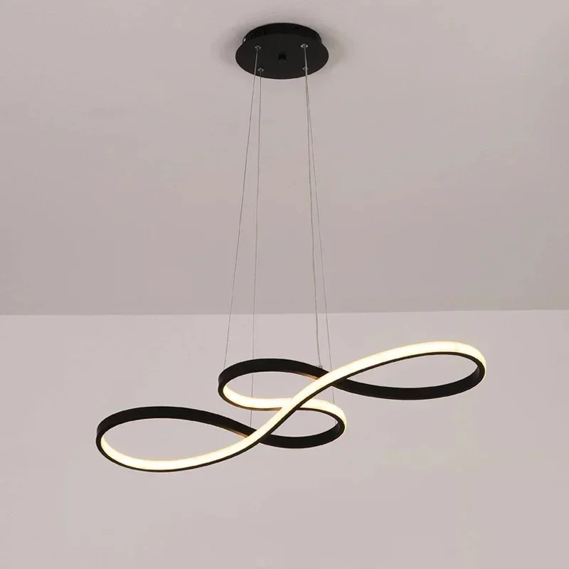 Nordic LED Pingente Luminárias sala de jantar Sala Cozinha preto Música forma pendurado Lâmpada decoração de casa iluminação interior 220