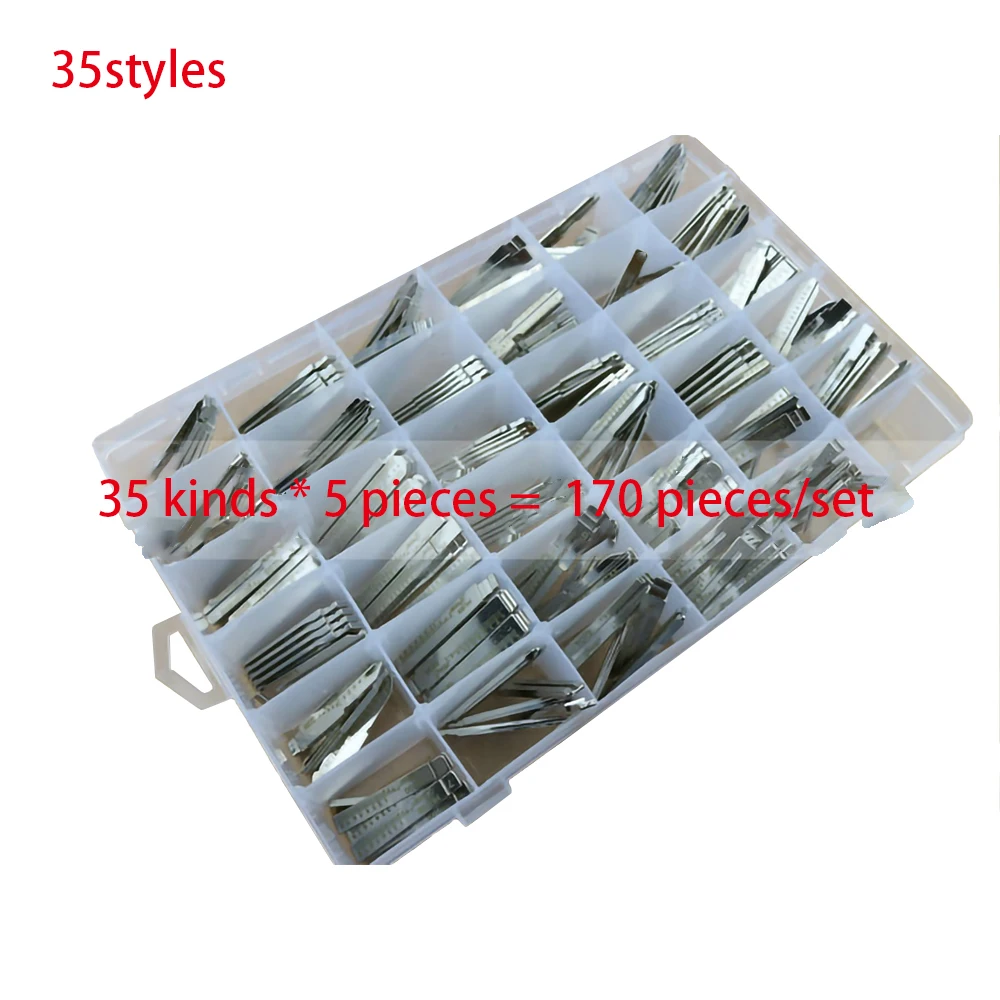 Car Key Blade 35 Types 175PCS Original Engraved Line Key for 2 In 1 Scale Shearing Teeth Blank Remote Key Blade Locksmith Tools
