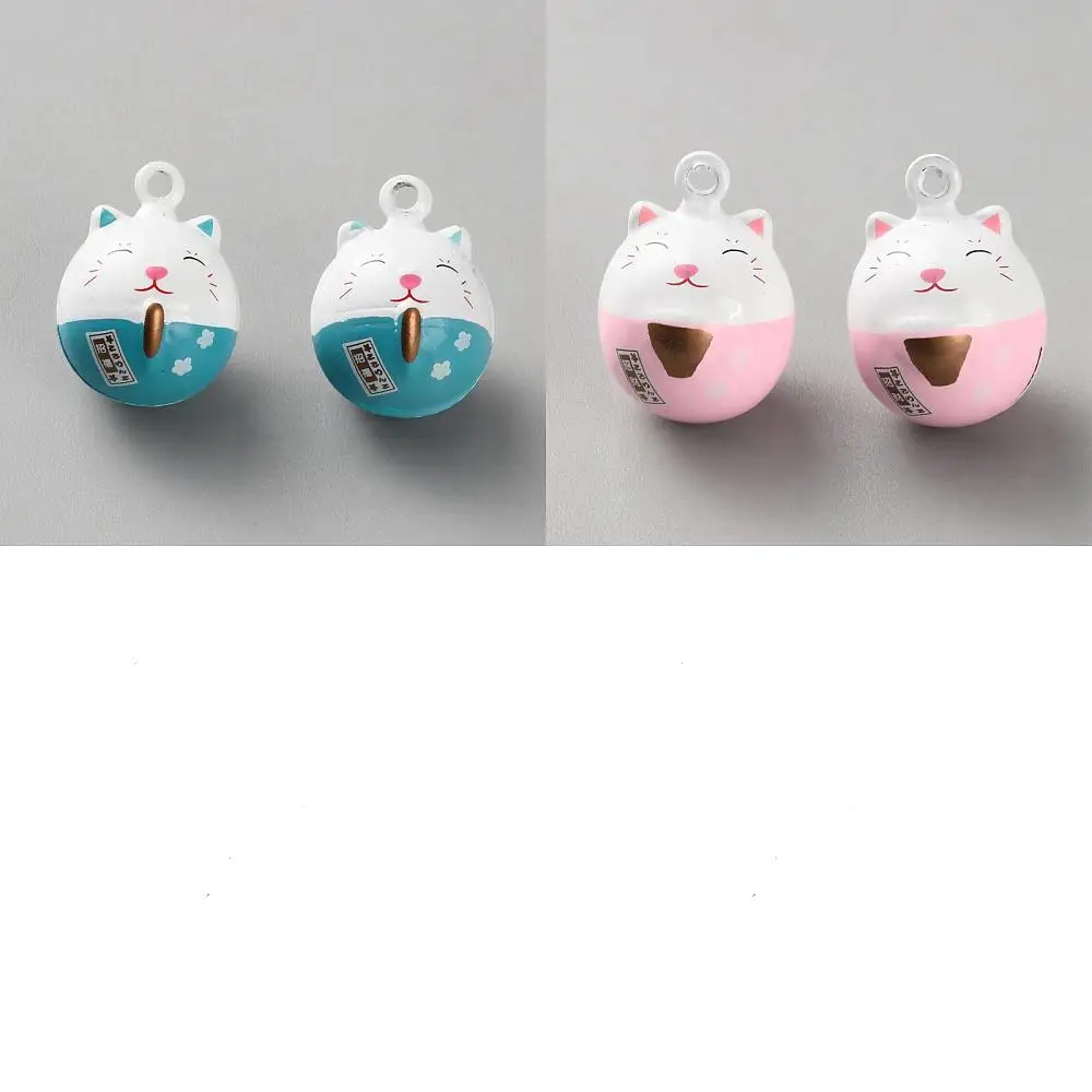 10 Pcs 2 Styles Lucky Cat Jingle Bells Good Lucky Bells Mini Animal Decorative Bell for DIY Crafts Jewelry Keychains Wind Chimes