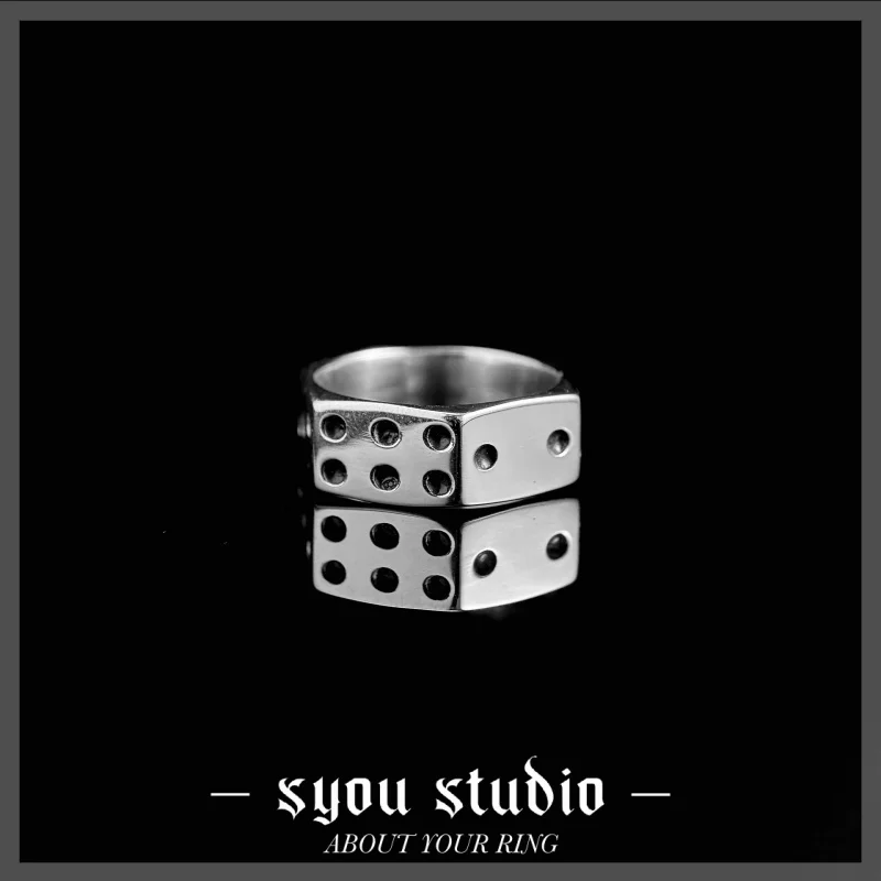 New Lucky Dice Fashion Stainless Steel Ring Gift For Women Geometry Men Gothic Punk Retro Accessories Jewelry Party Wholesale
