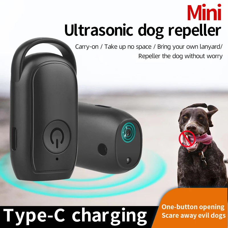 Portable Dog Cat Ultrasonic Repeller Antibark Type-C Charging 30-40KHZ Long Distance Control Outdoor Deterrent Tool With Light