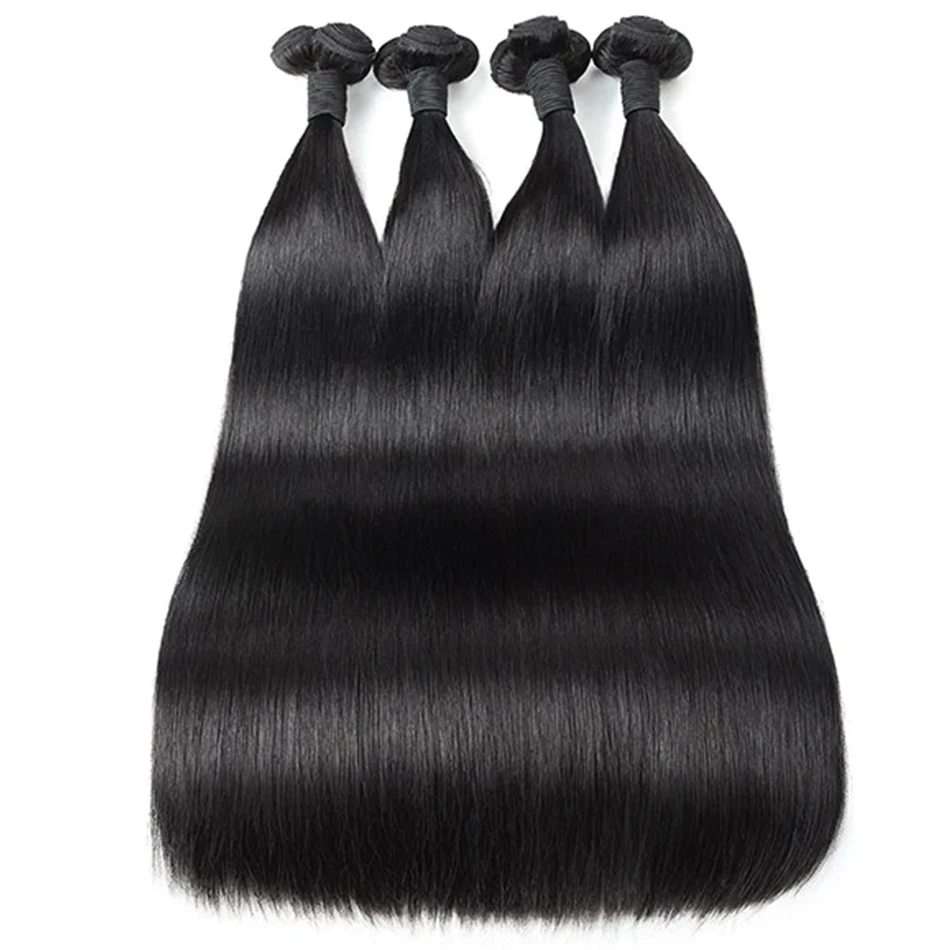 Extensiones de cabello humano brasileño para mujer, mechones rectos de hueso, 1/3/4 mechones, 30 pulgadas de largo, sin procesar, Tissage, venta al por mayor