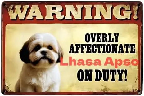 Metal Tin Sign, Pets Dog Warning Lhasa apso Poodle Puppy Pug Metal Sign Tin Poster Home Decor Bar Wall Art Painting sign si sign