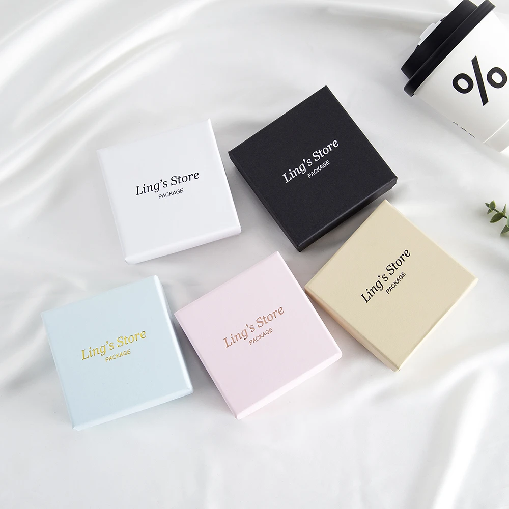 

24Pcs Lovely Custom Logo Jewelry Kraft Box Wedding Favor Gift Packaging Ring Earring Necklace Organizer Pendant Bracelet Storage