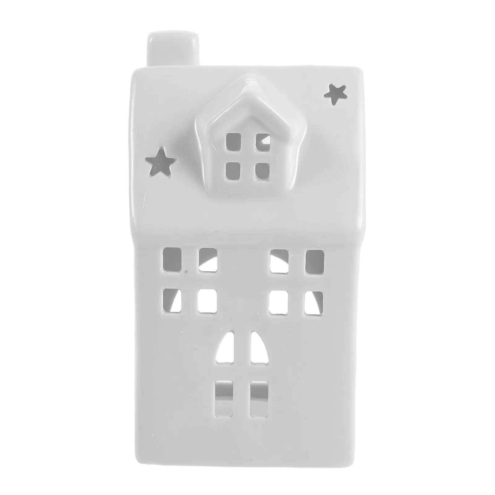 Ceramic Hollowed Cottage Tealight Holder Decorative Winter Holiday Centerpiece Coffee Table Decor Farmhouse Stand