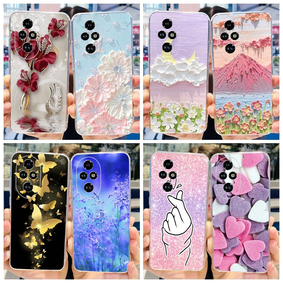 Für huawei honor 200 pro 5g fall neue stilvolle blume schlanke weiche klare silikon telefon abdeckung für honor 200 pro stoßstange honor200 coque