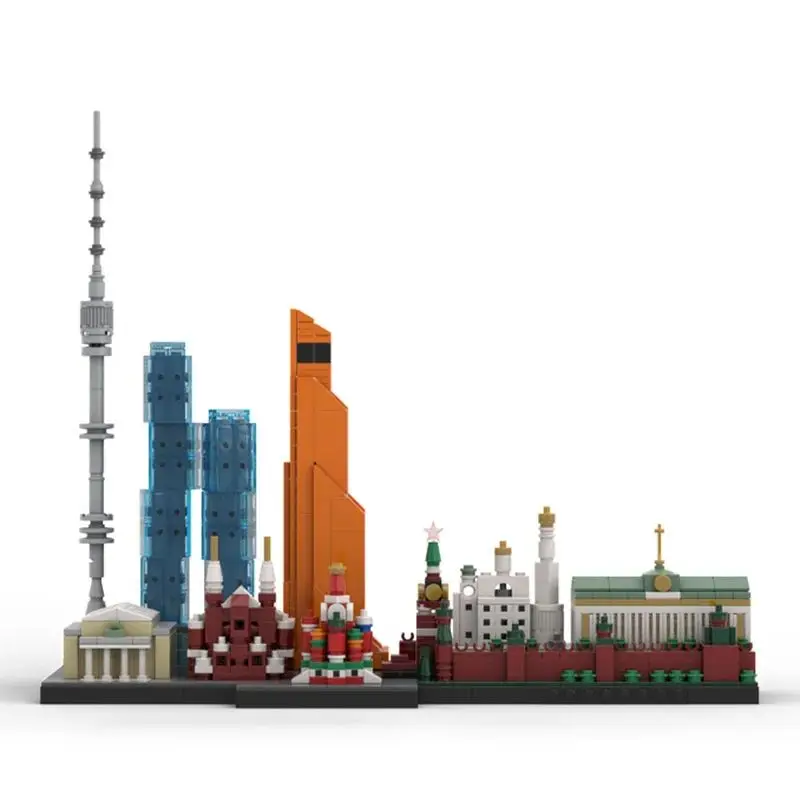 

Строительные блоки MOC, московская горизонтальная архитектурная модель, сделай сам, сборка кирпича, город, вид на улицу, дисплей, креативные игрушки, подарки, 1090 шт.