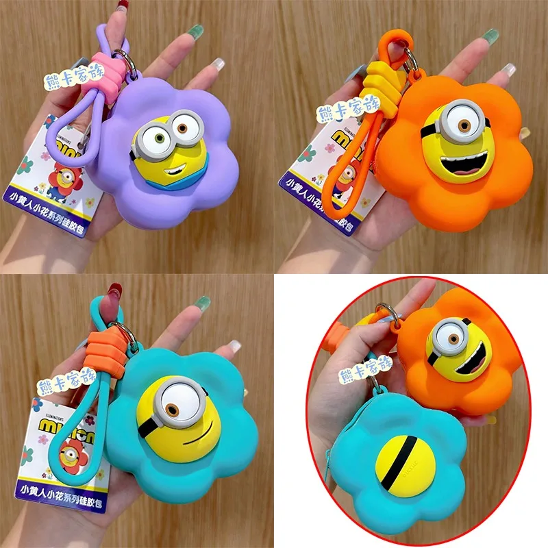 

Despicable Me Minions Small Flower Coin Wallet Cute Cartoon Fashion Children's Student Earphone Storage Bag Outdoor Travel Gifts