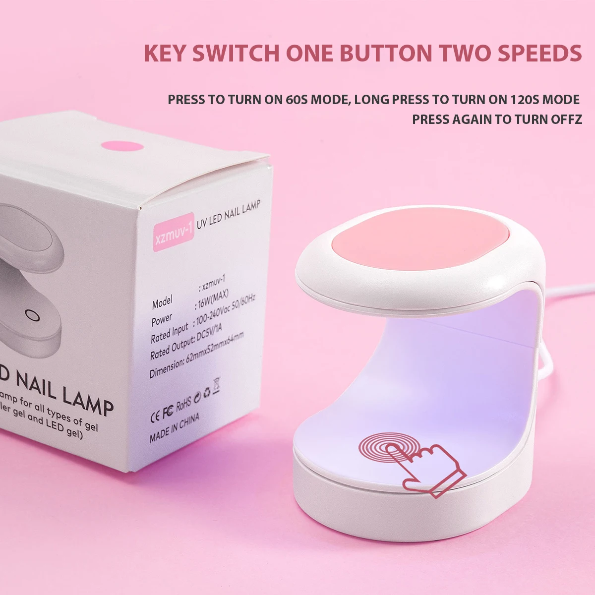 โคมไฟทำเล็บ LED ขนาดเล็กพร้อมเซนเซอร์อัจฉริยะ, โคมไฟอบเล็บแบบพกพาเครื่องบำบัดแสงเล็บ