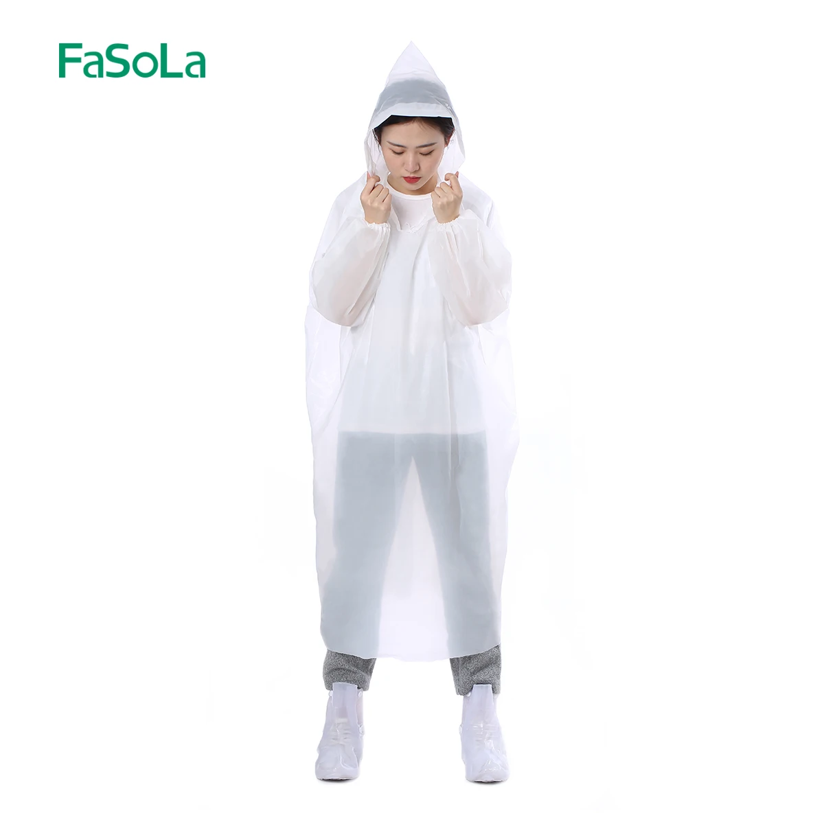 FaSoLa Portable Light Raincoat Disposable Rain Coat Poncho Hiking Camping Hood Rainwear for Adult