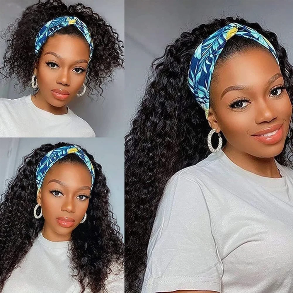 Bling Hair-Perruque Brésilienne Remy avec Bande de Sauna pour Femme Noire, Cheveux Crépus et Bouclés, Densité 180%, Entièrement Fabriquée à la Machine, 100% Cheveux Humains
