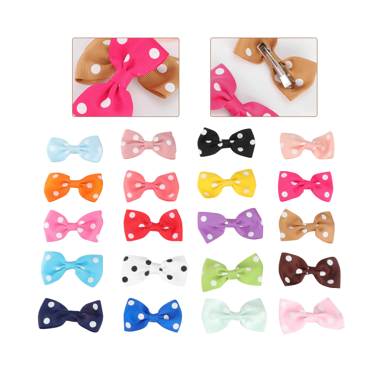 

20pcs Children Bow Hair Clip Creative Headdress Bang Round Point Barrette Baby Hair Accessories Elegant Stylish Wedding Party