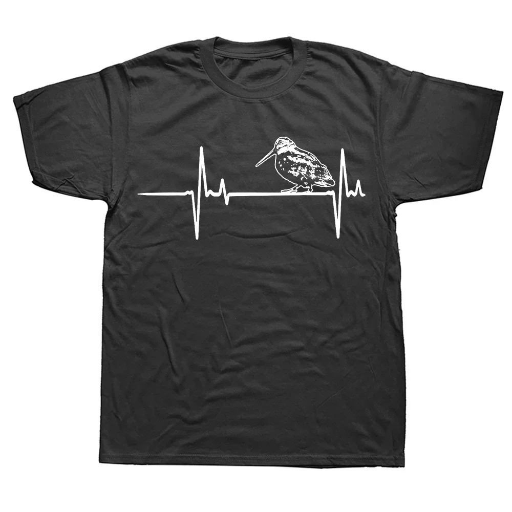 Retro Woodcock Bird Hunter Heartbeat T Shirts Cotton Streetwear Short Sleeve Birthday Gifts Summer Style T-shirt Mens Clothing