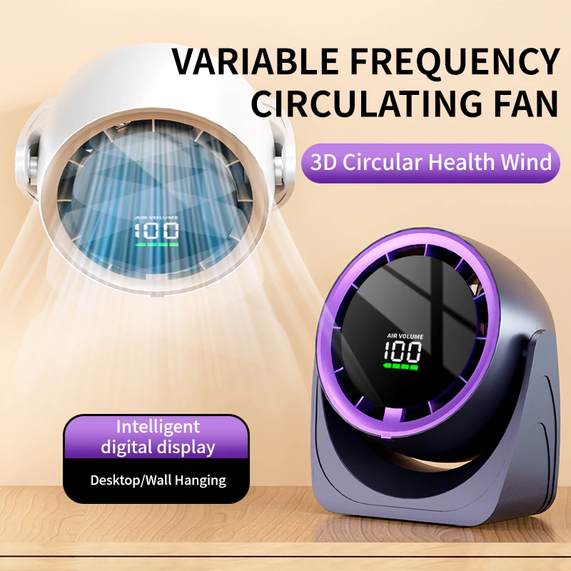 Mini Digital Display Fan Desktop Remote Control 720°Rotation Type-C Rechargeable Electric Fans Portable Wall Hanging With Clip image 3
