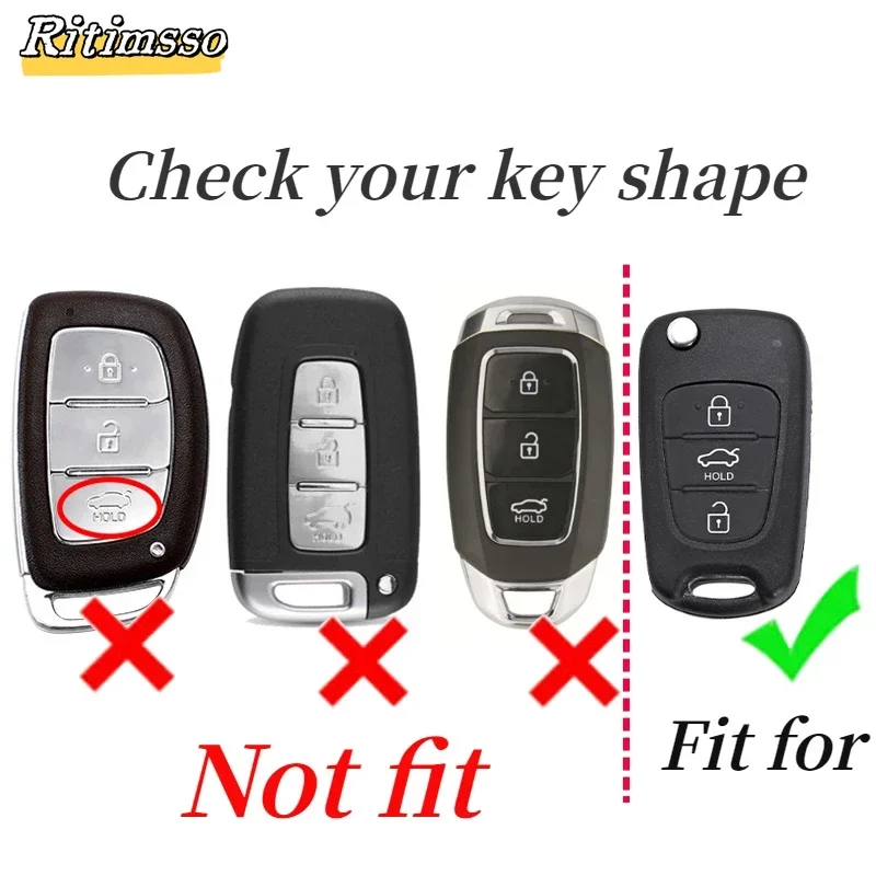 Zinc Alloy + leather Car Key Case For Hyundai i20 i30 ix20 ix25 ix35 Elantra Accent For KIA Rio 3 Soul Optima Ceed Pro K5 Pride