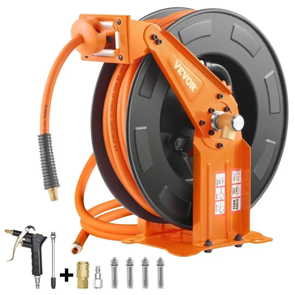 

Retractable Air Hose Reel 3/8IN 65FT Hybrid Double Arm