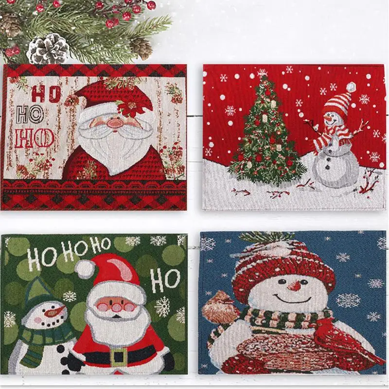 Christmas Table Place Mats Christmas Snowman Placemats Set Heat Resistant Seasonal Christmas Holiday Placemats Set For Home