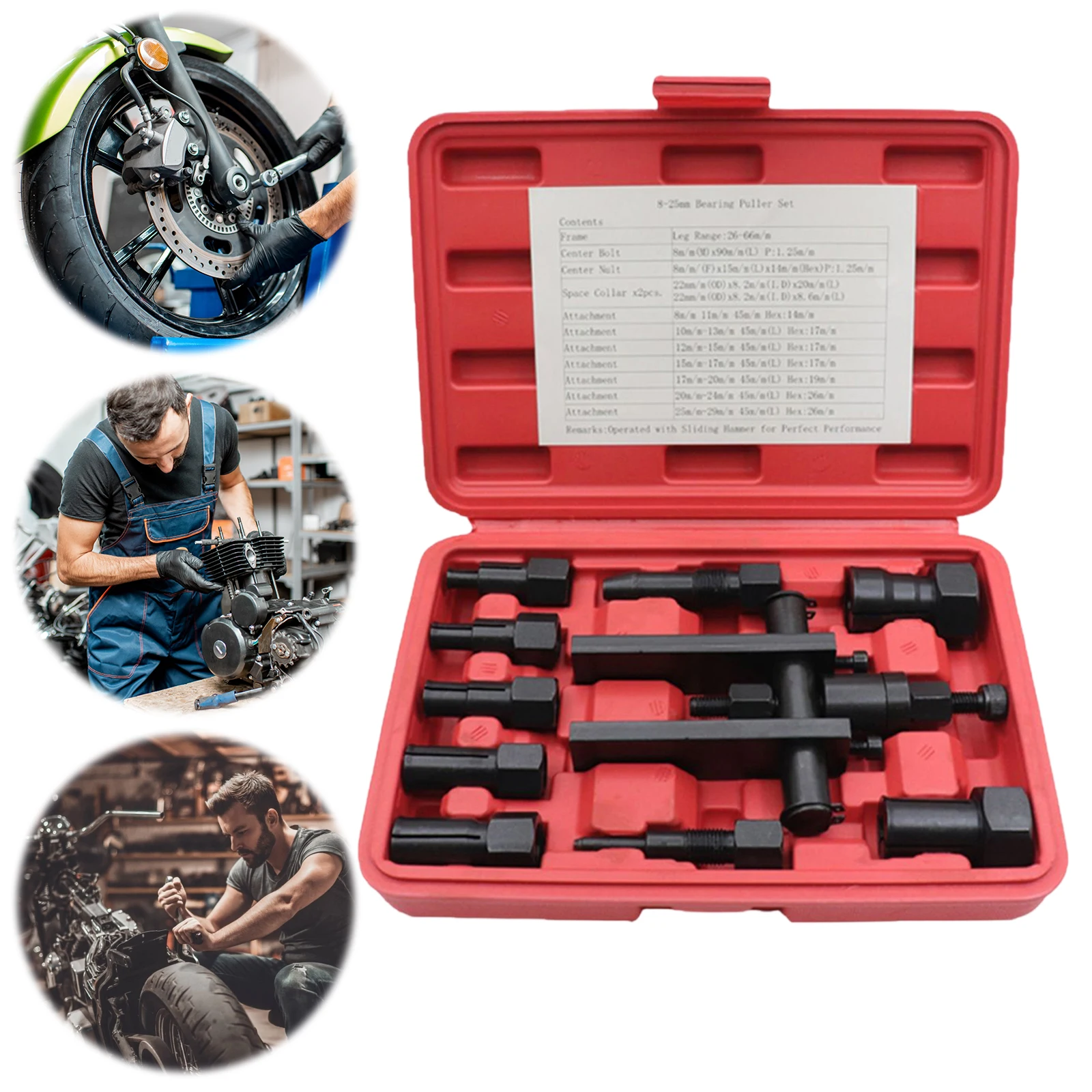 

1 Set Practical Bearing Puller Adjustable Motorcycle Bearing Removal Tool Internal Bearing Puller Kit Inner Bearing Removal Tool