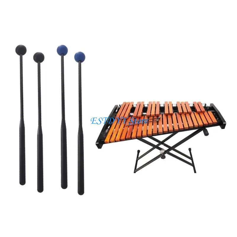 G6DE 1 Pair Plastic Handle Rubber Ball Drumstick Marimba Mallet Musical Instrument